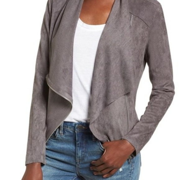 NWT Blank NYC Gray Faux Suede Drape Front Moto XS‎ - Picture 10 of 10